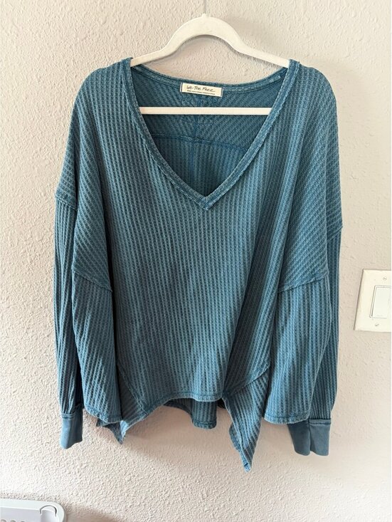 We The Free Tops - We The Free Caroline Waffle Knit Very Oversized Long Sleeve Blue size S.
